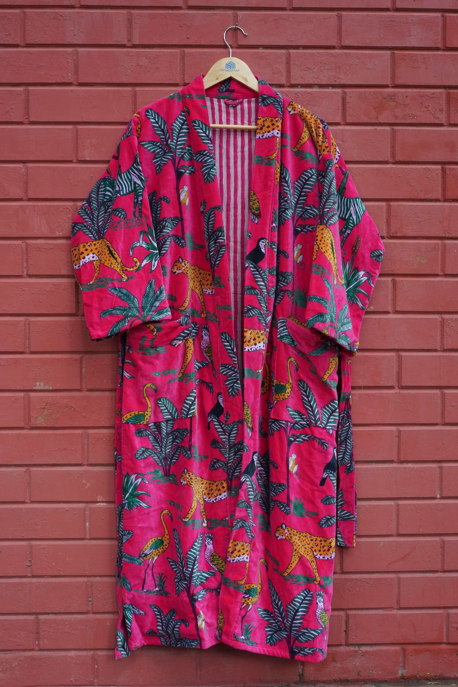Womens Pink Velvet Embroidered Jacket with Floral Design - Image 4