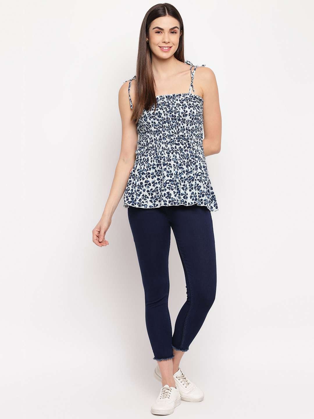 Women's Rayon Printed Casual Summer Style Tie Shoulder Straps Free Size Tank Top ( Multi22) - Image 2