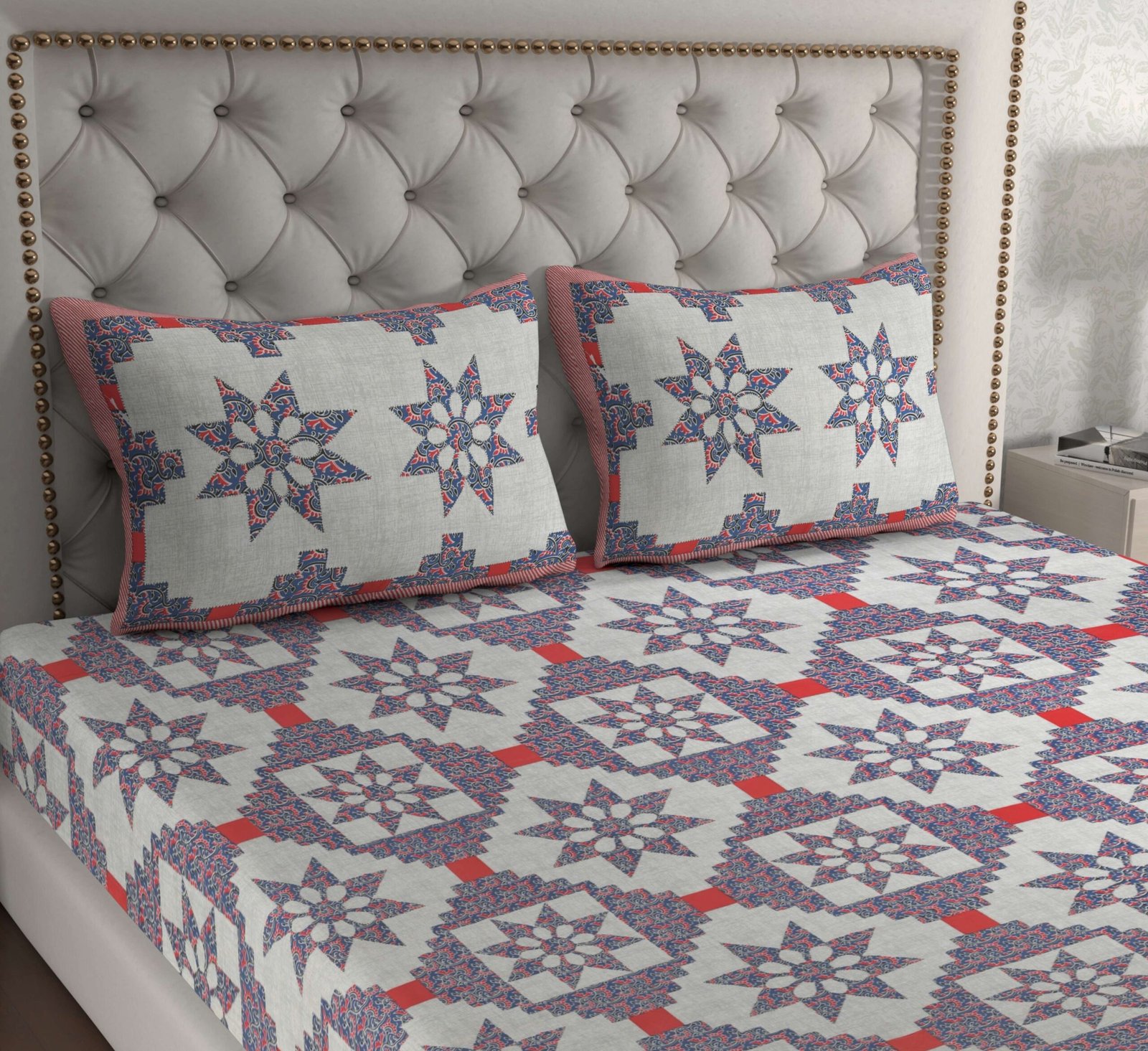 Rajasthani Traditionally Printed Cotton Doublebed Bedsheet With Pack of 2 Pillow Covers - Image 3